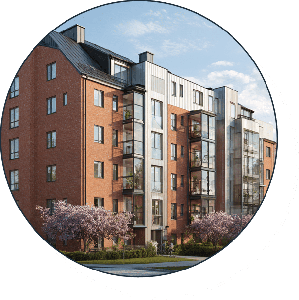 Modern apartment complex representing commercial real estate investment property.