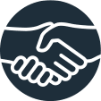 Handshake icon representing partnership, trust, and reliable commercial loan relationships.
