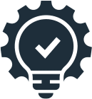 Gear and light bulb icon symbolizing innovative and dependable commercial financing solutions